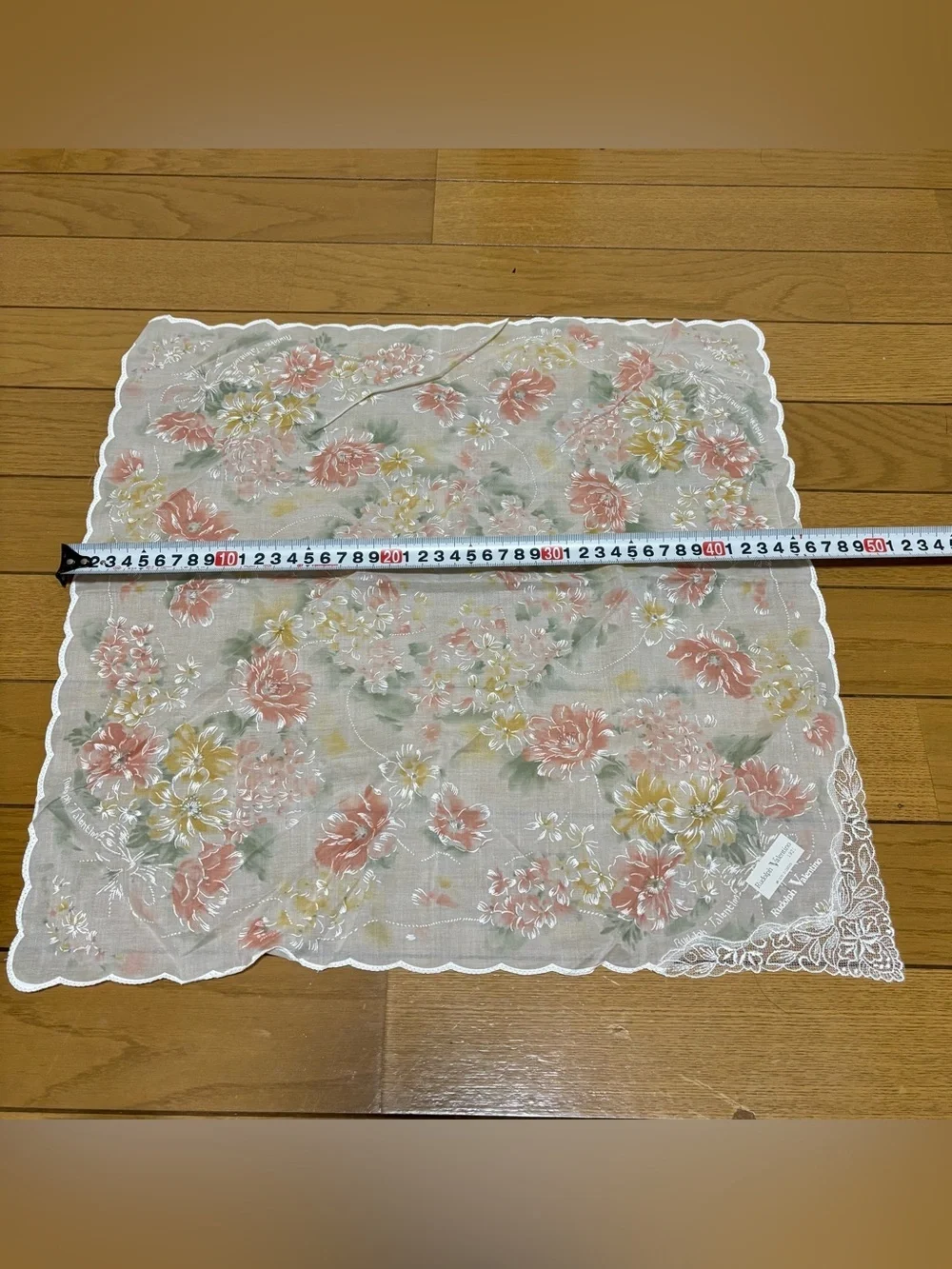Rudolf Valentino Multicolor Floral Cotton w/Lace Handkerchief/Bandana/Scarf